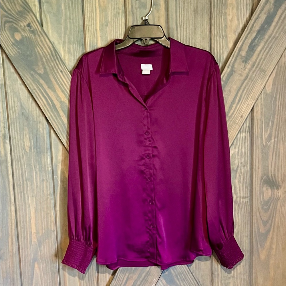 Chico's Deep Purple Satin Blouse